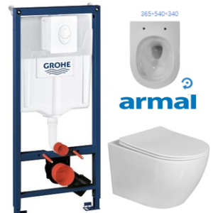 WC SET GROHE RAPID BIJELA S ARMAL ORION VORTEX BIJELOM WC ŠKOLJKOM 54 cm I SJEDALICOM SOFTCLOSE, TAKE OFF