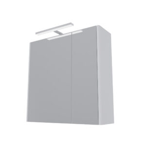 ARMAL TULIP - OGLEDALO S ORMARIĆEM BIJELI SJAJ, 2 SOFTCLOSE VRATA, S UTIČNICOM I PREKIDAČEM; 60x16,5x66 cm