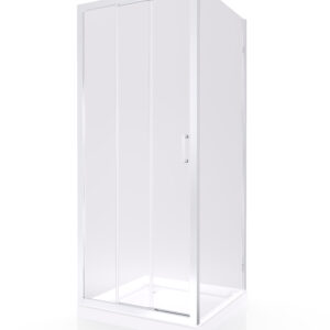 ARMAL DOMINO 2.0 TUŠ KABINA D3+W 80x80x200 cm, 3-DIJELNA KLIZNA VRATA I STIJENA KROM/PROZIRNO STAKLO 6 mm NANOPROTECT, 77-83x77-80