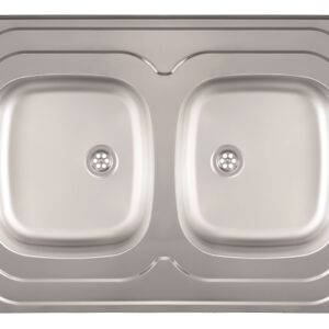 STANDARD 2D INOX SUDOPER NASADNI dvodijelni 80x60x16,5cm/bez sifona fi60mm