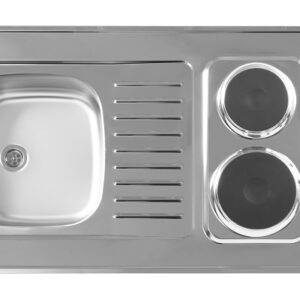 VIKEND 1D USADNI INOX SUDOPER SA DVIJE GRIJNE PLOČE 100x60cm/bez sifona fi60mm
