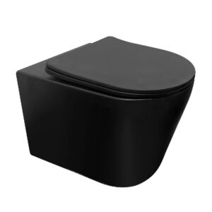 EVEREST WC ŠKOLJKA RIMLESS KONZOLNA MATT CRNA + WC DASKA SOFT CLOSE-MATT CRNA