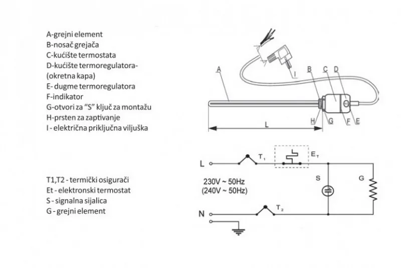 Grijač GT 600w krom/spiralni kabal - Slika 2